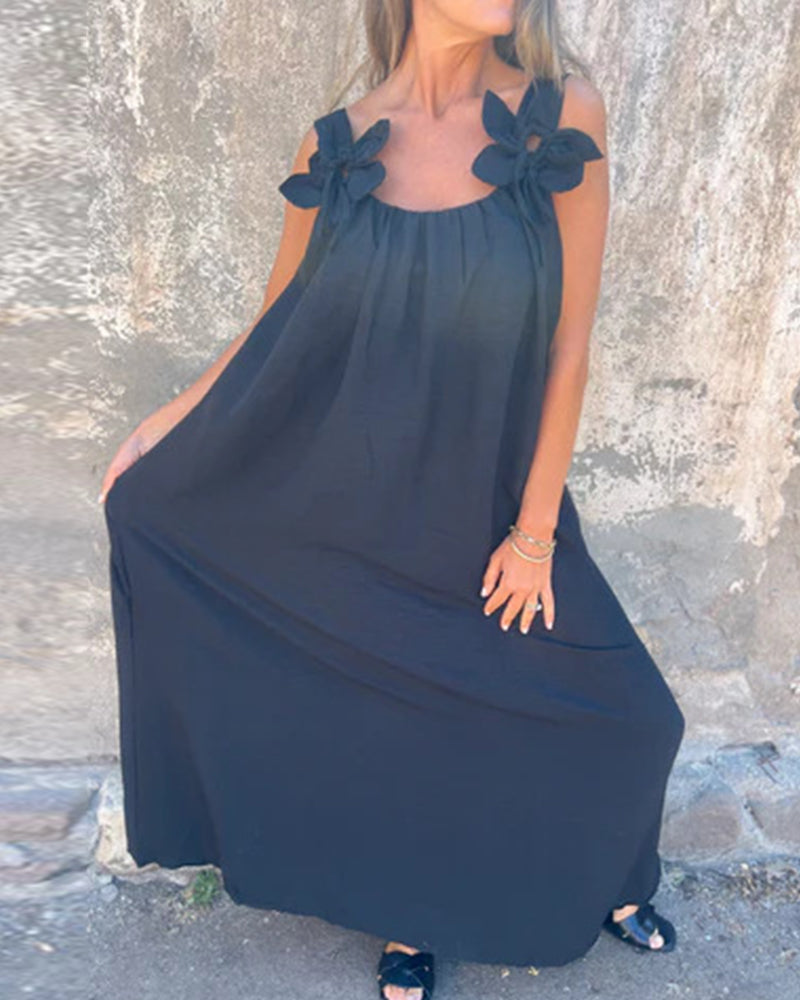 Sleeveless Solid Color Fashionable Long Dress