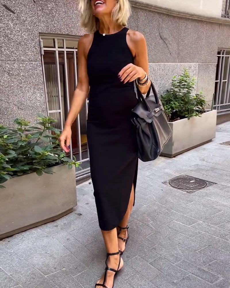 Casual Sleeveless Slim Slit Dress