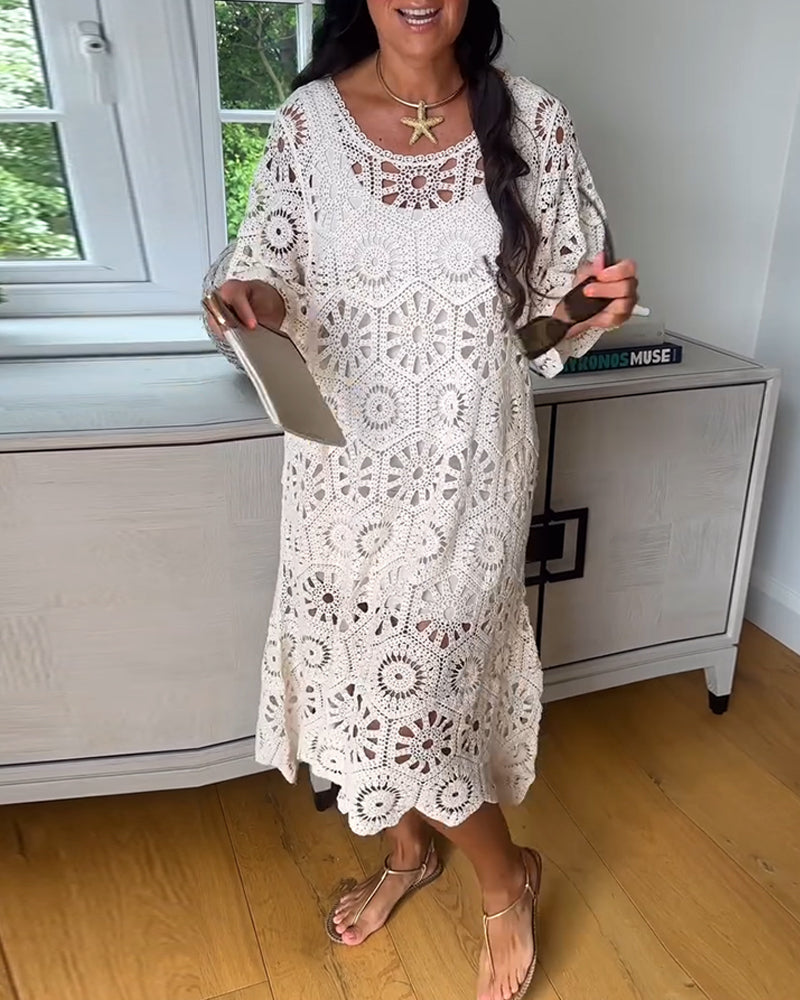 Hollow Cotton Half Sleeve Dress