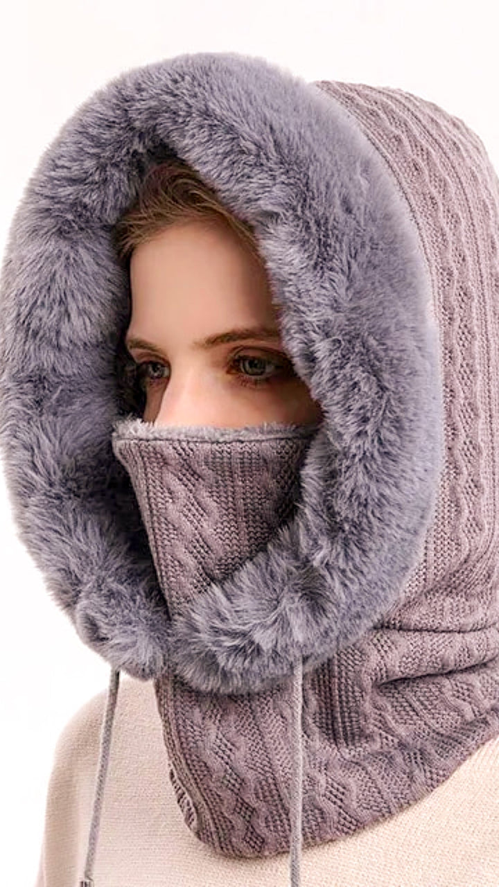 Luxurious Keep Warm Hood Piece With Face Cover