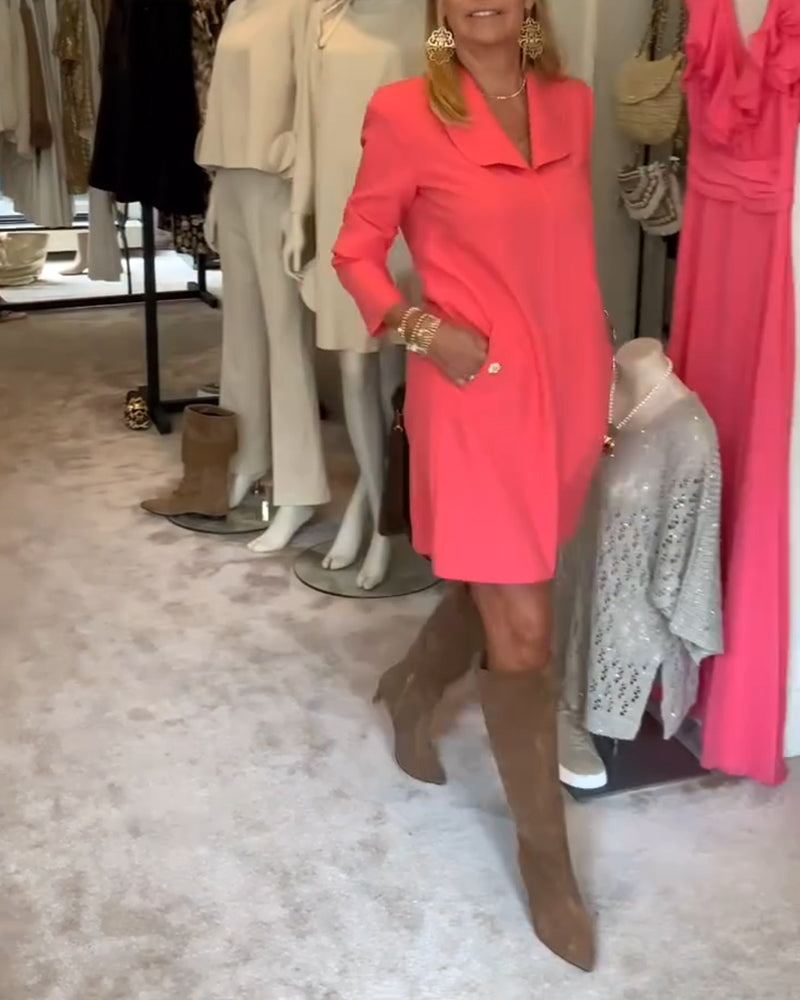 Solid Pocket Side Fashionable Tunic Dress