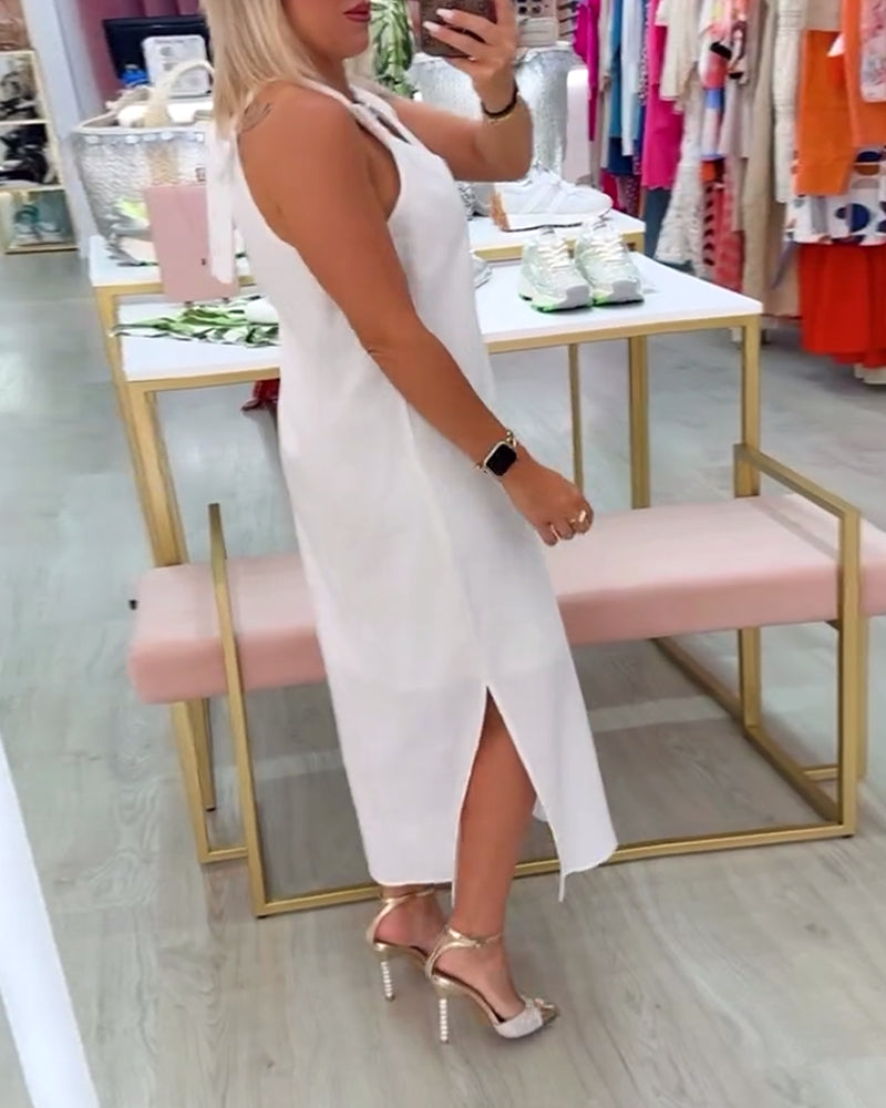 Sleeveless Elegant Solid Color Dress