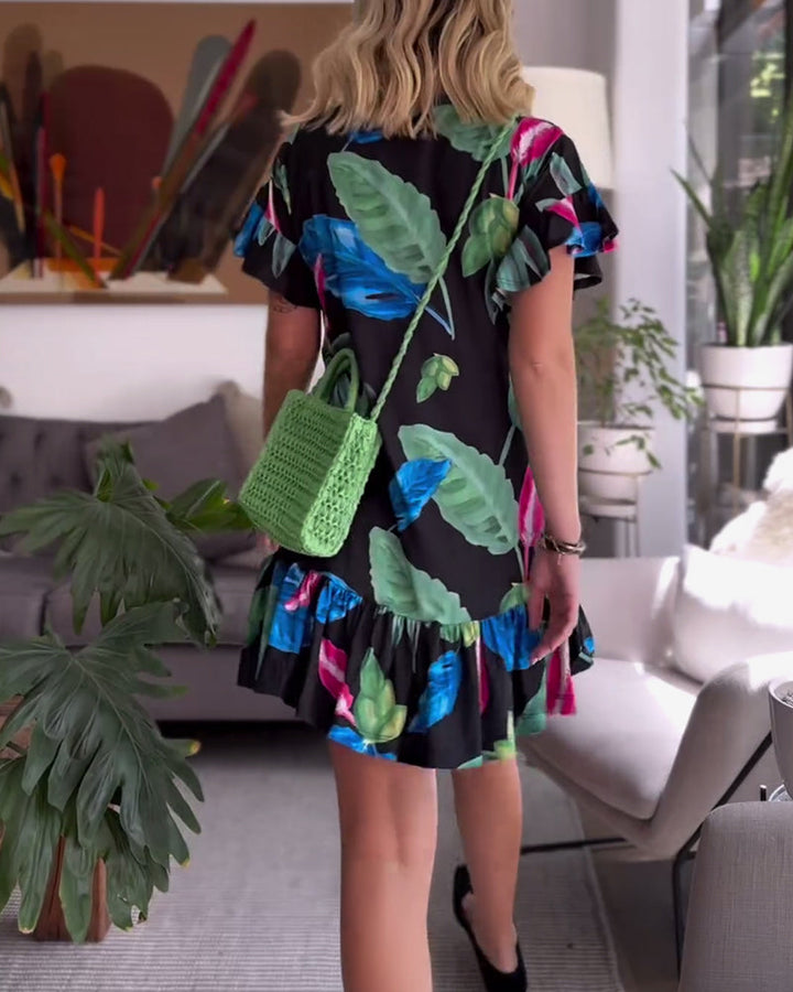Causal floral ruffle dress