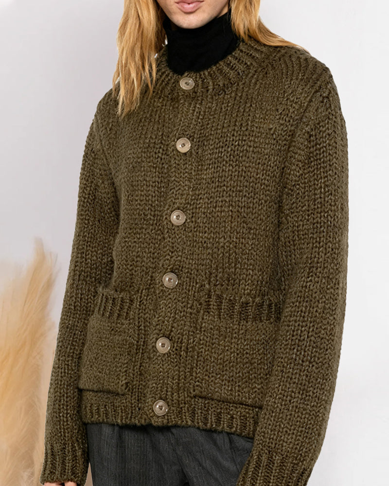 Long-Sleeved Solid Color Cardigan