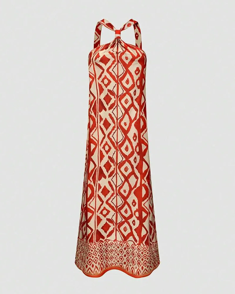 Halter Neck Bohemian Print Dress