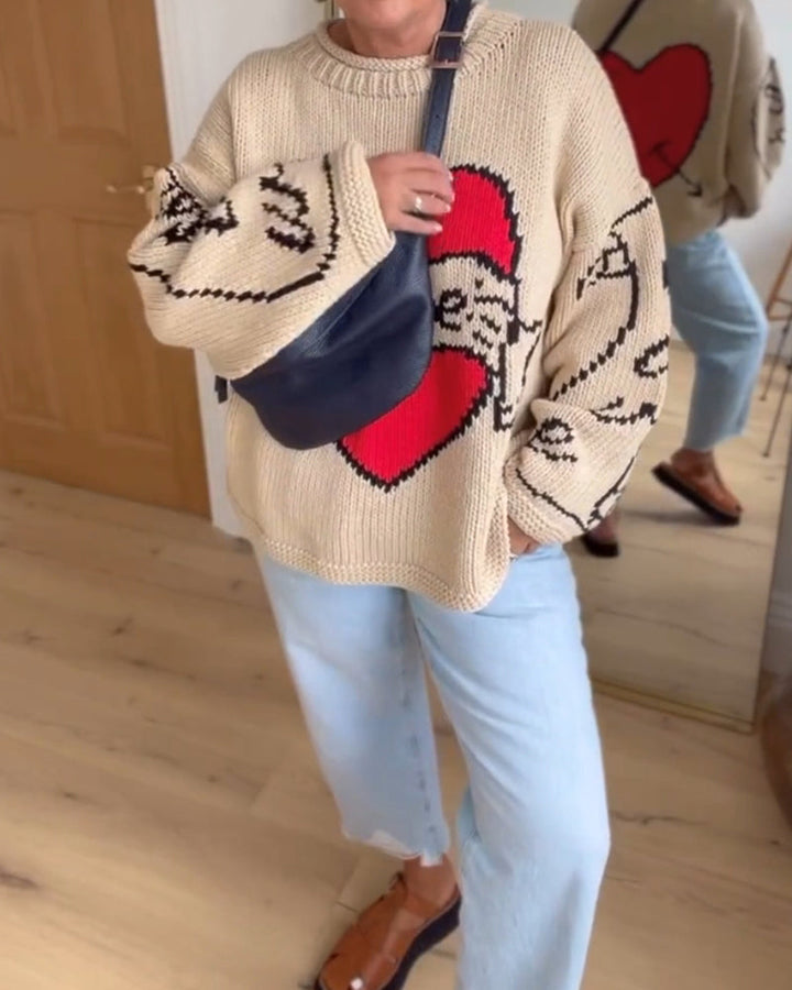 Love pattern casual sweater