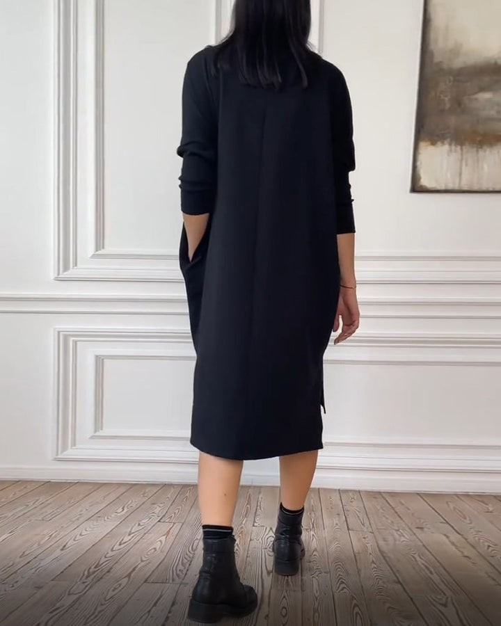 Simple printed side slit dress