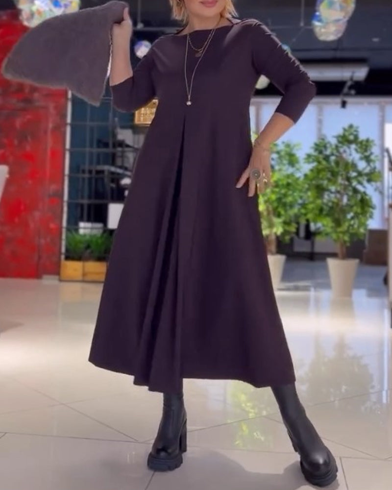 Elegant A-Line Long Sleeve Dress