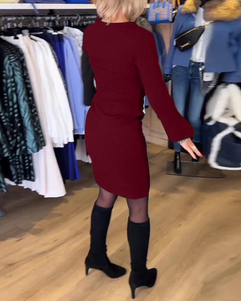 V-neck flare Sleeve dress