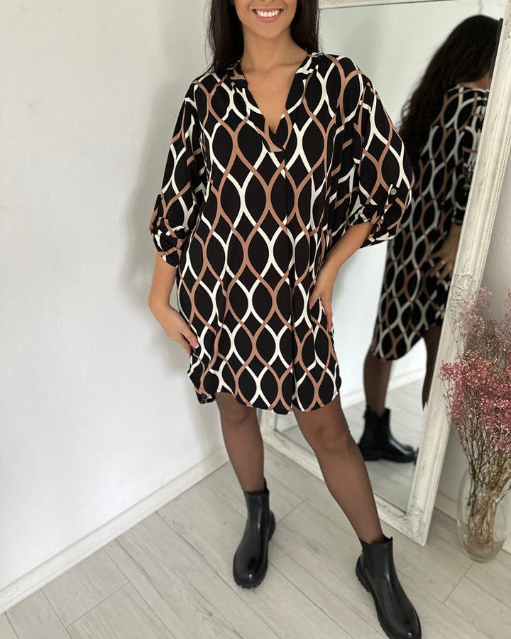 Retro rhombus print dress