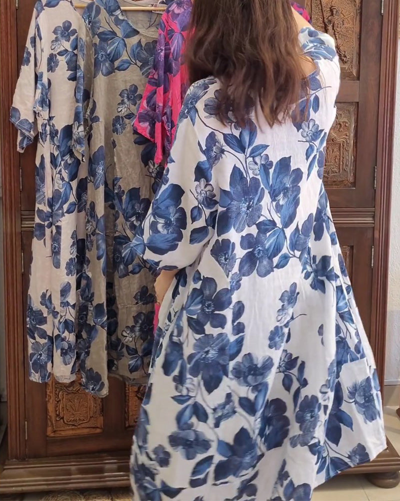 Floral print pocket casual dress