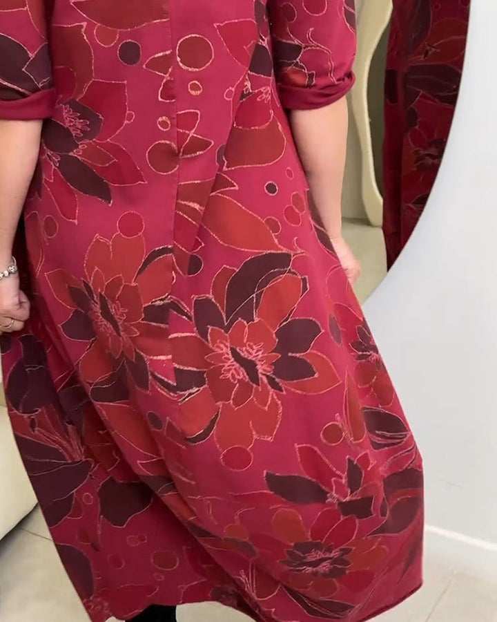 Round neck floral print casual dress