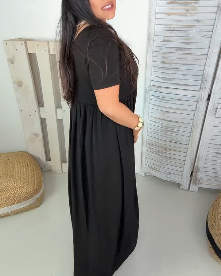 Elegant Solid Color A-Line Dress