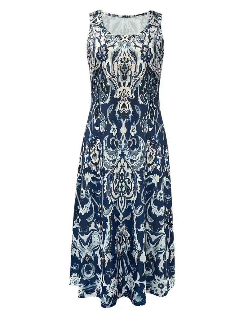 Holiday Sleeveless Fashion Print Dress