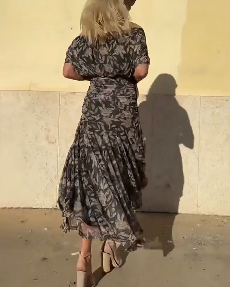V-Neck Off-Shoulder Fashionable Dress