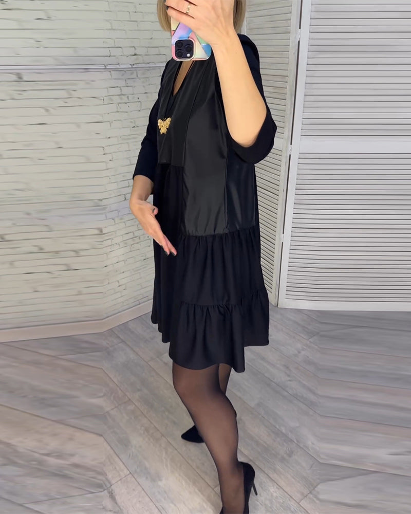 Patchwork V-neck Dress