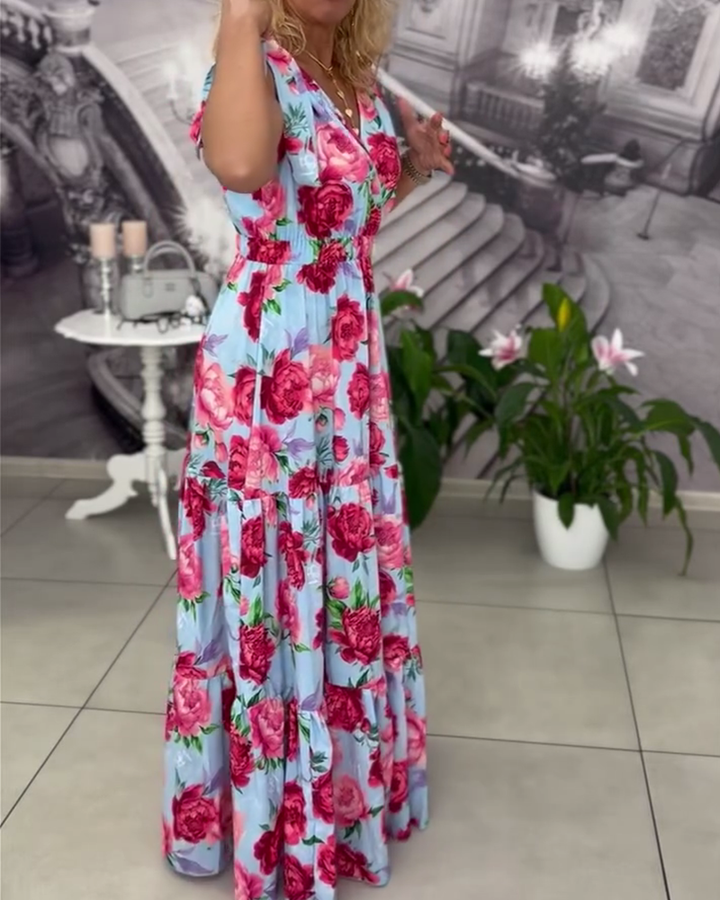 Sexy V-Neck Printed Dress