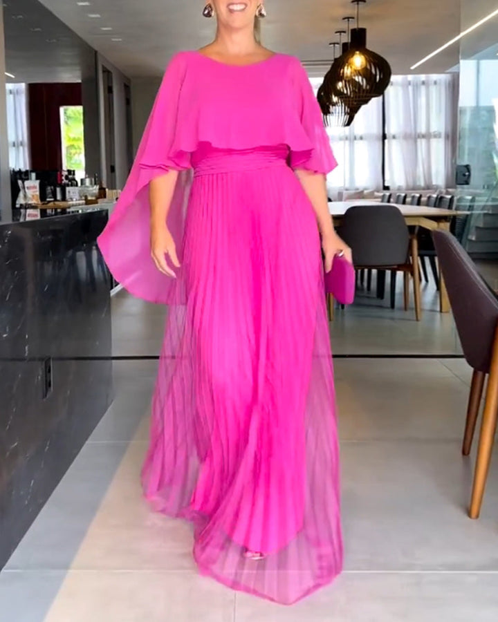 Round Neck A Line Maxi Dress