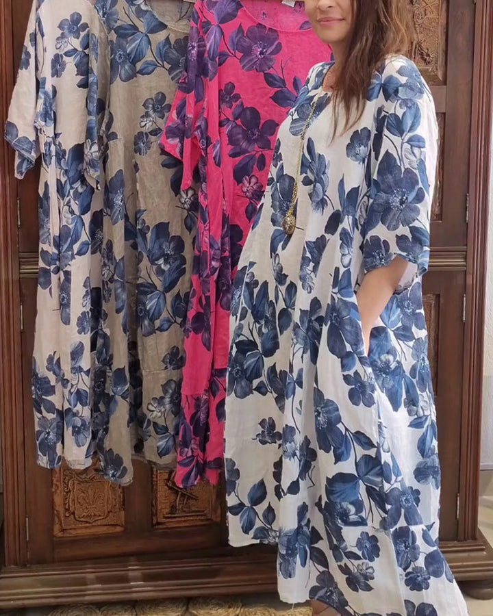 Floral print pocket casual dress