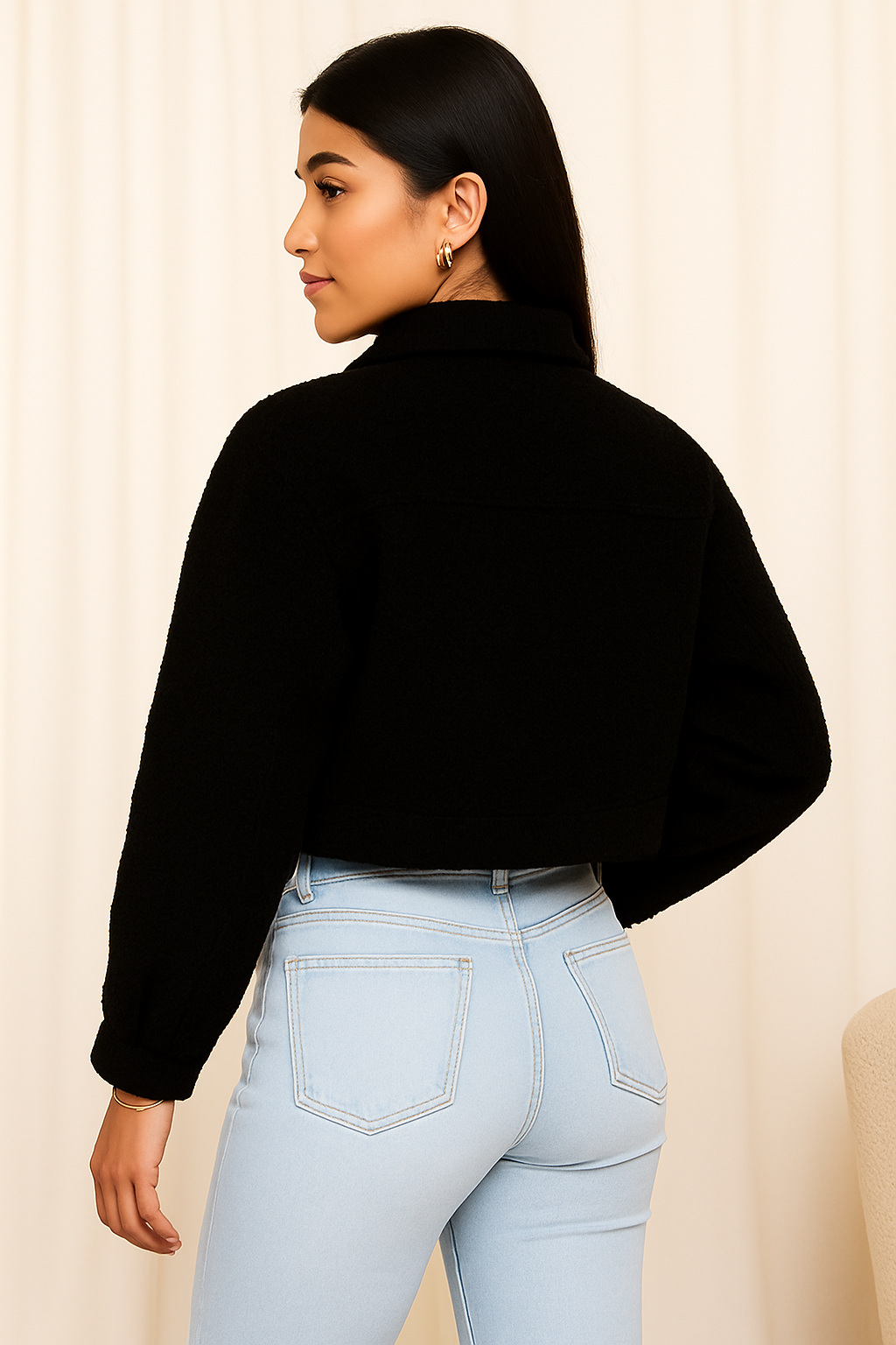 Cazadora bomber bouclé Black