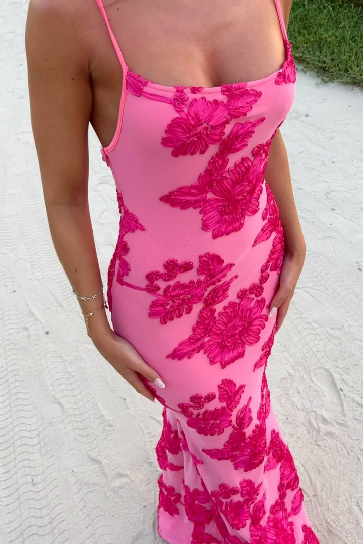 Vestido floral sin tirantes