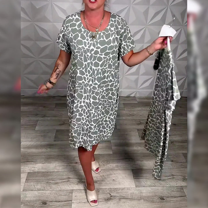 Casual Printed Crew Neck Dress