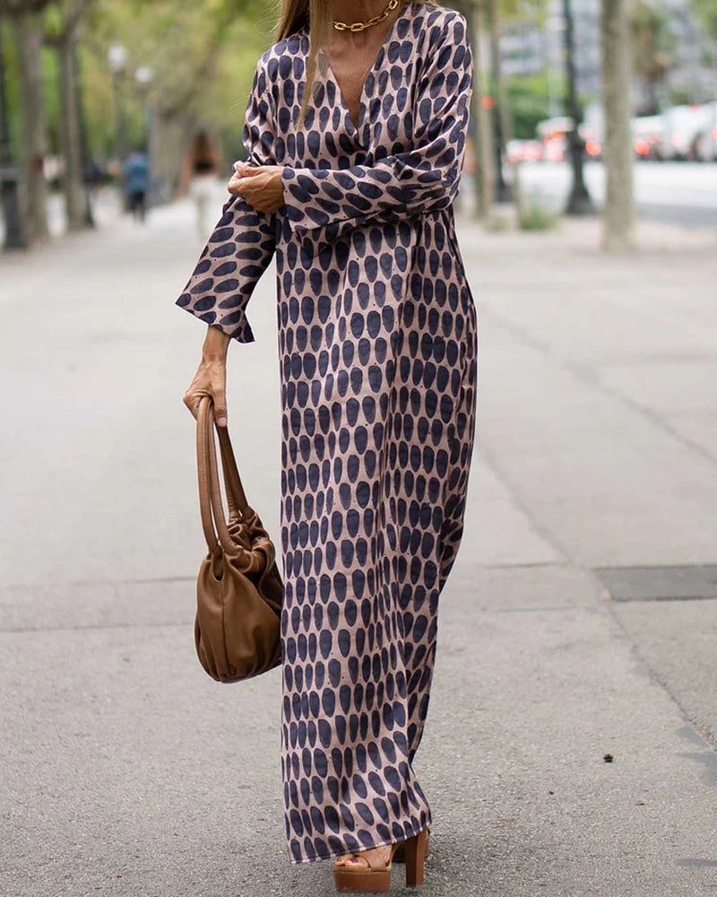 Fashion v-neck polka dot print dress