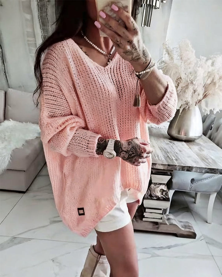 V-Neck Sexy Hollow Out Jumper