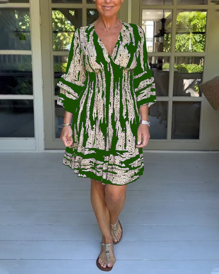 V neck three quarter sleeve dress