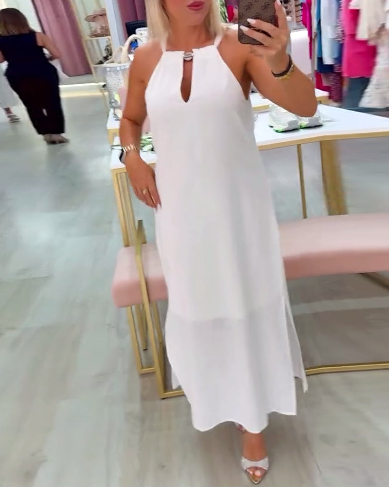 Sleeveless Elegant Solid Color Dress