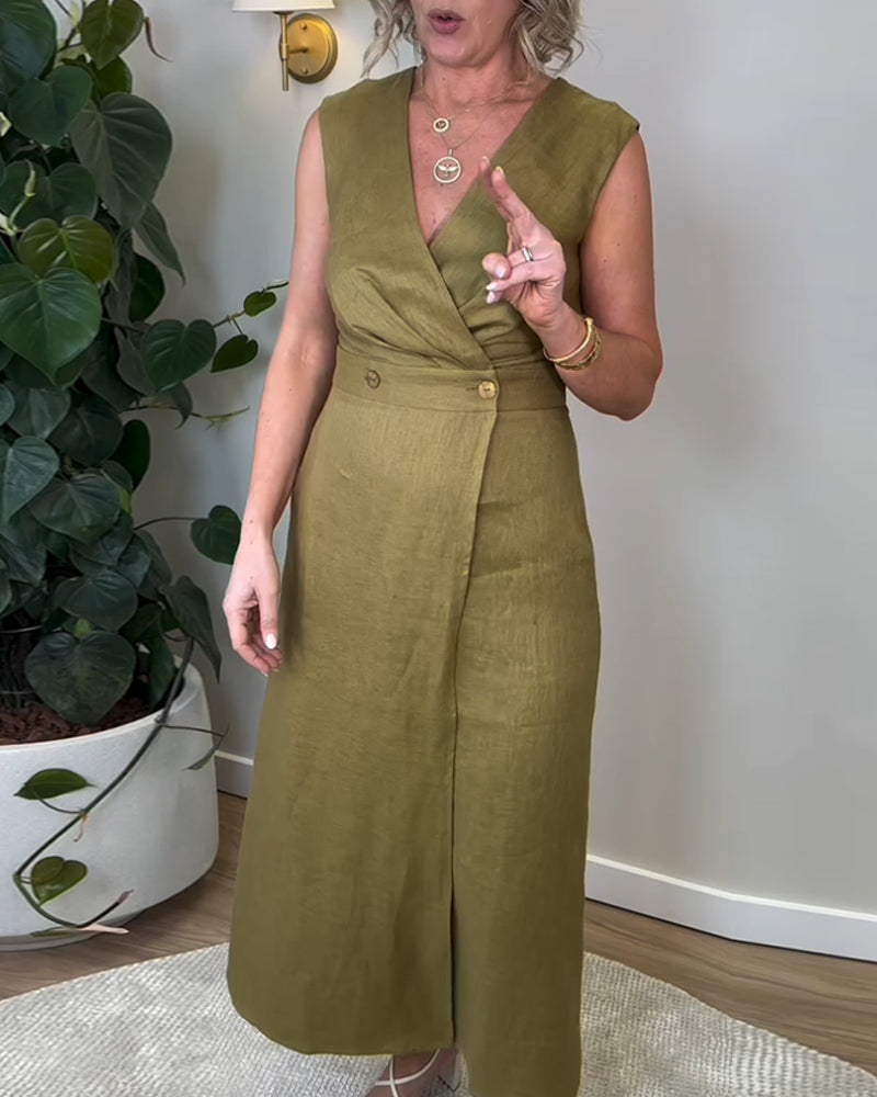 Casual Sleeveless V-Neck Dress