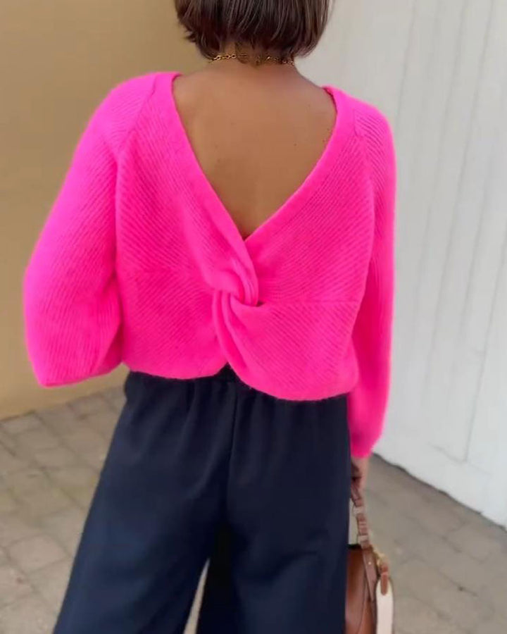 Fashion Solid Color Crew Neck Pullover