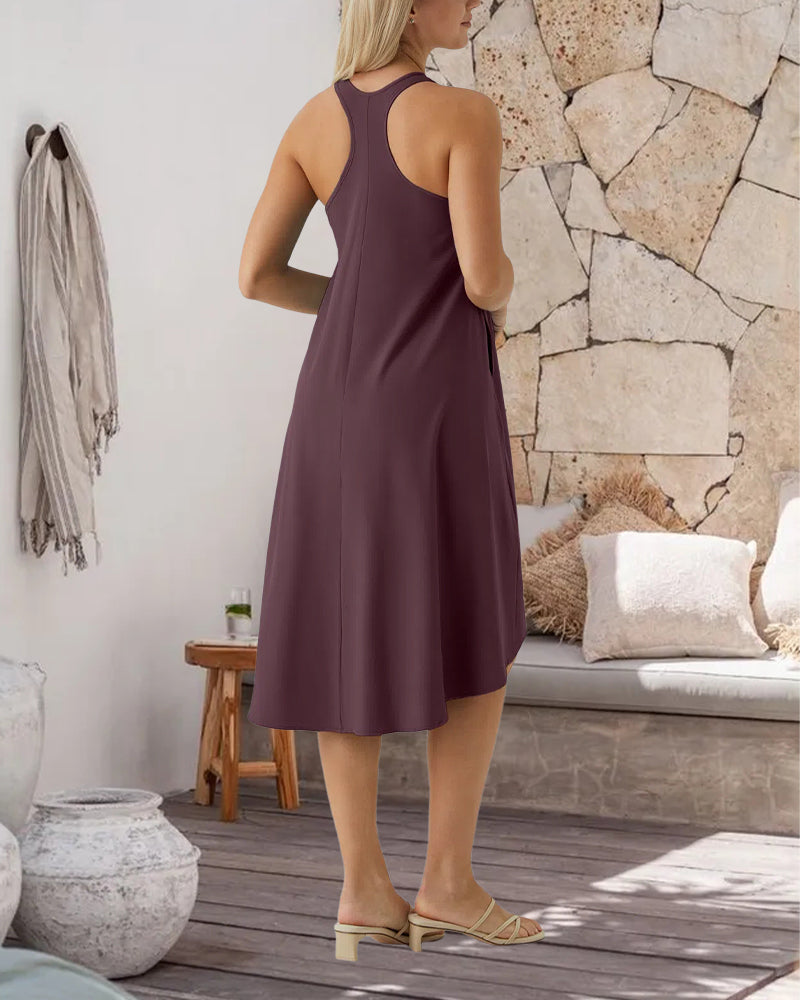 Built In Bra Irregular Sleeveless Vest Dress
