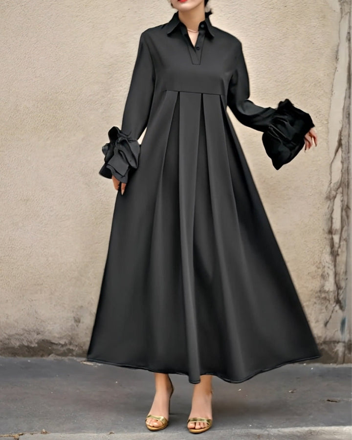 Fashion Shirt Collar Flared Dress