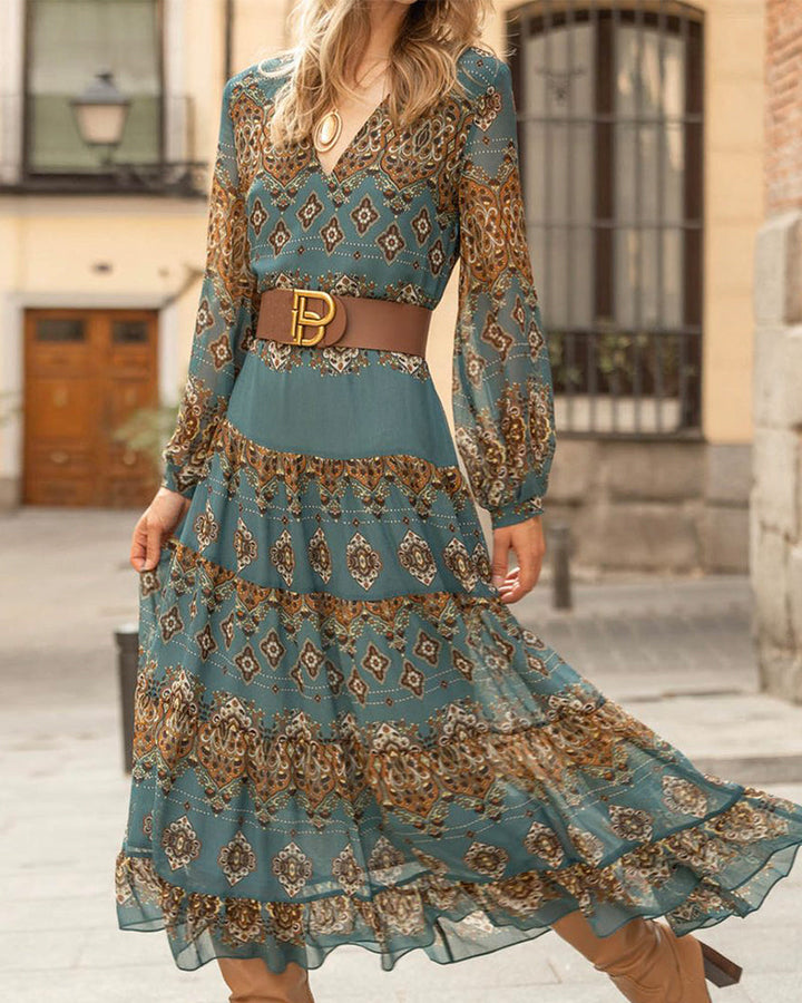 V-Neck Dress Ethnic Style Casual Holiday