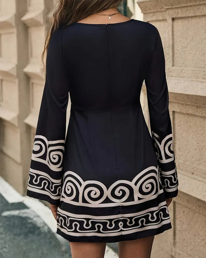 Round Neck Elegant Waist Dress