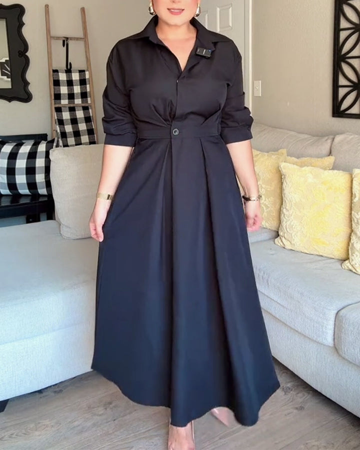 Lapel Waist Shirt Dress