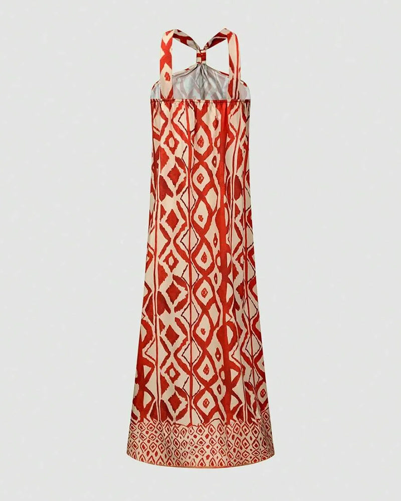 Halter Neck Bohemian Print Dress