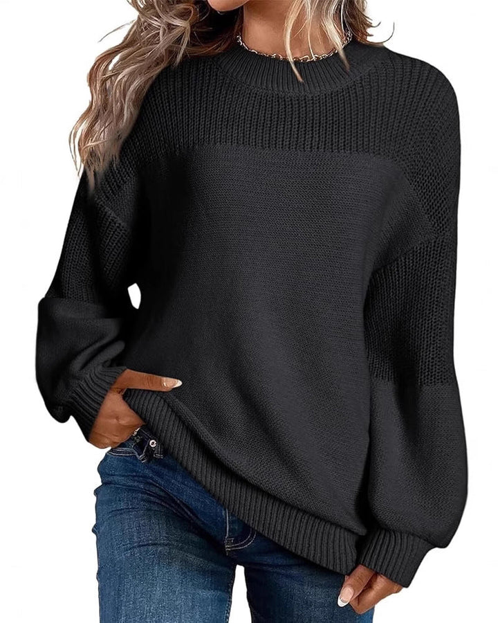 Solid Color Lantern Sleeve Jumper
