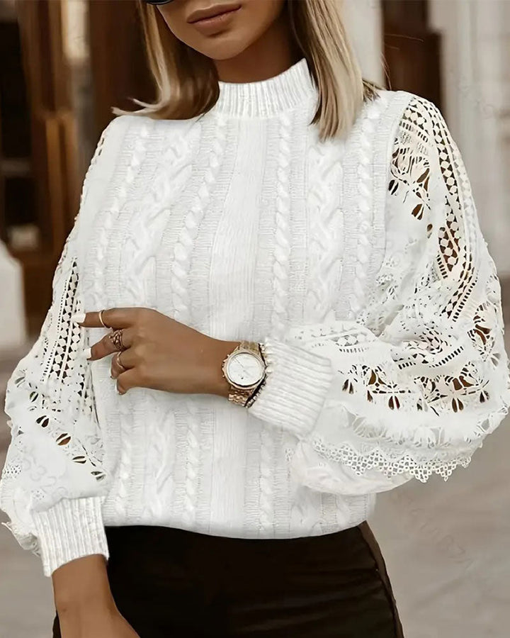 Openwork Cable Knit Statement Pullover