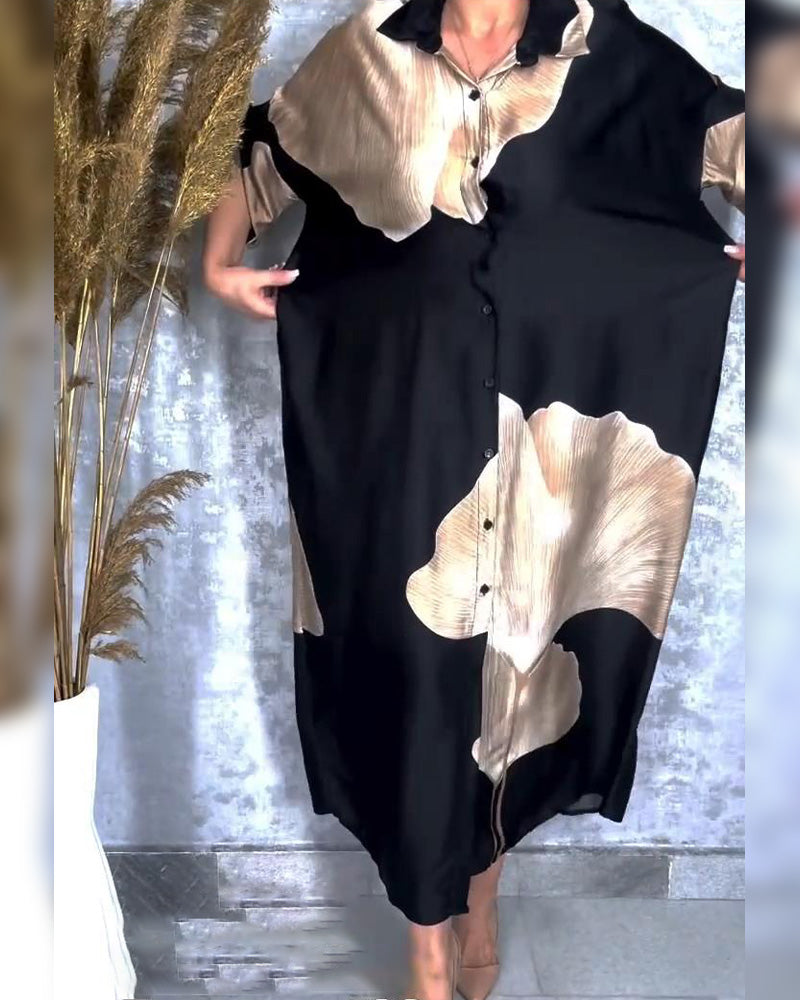 Temperament Button-Down Fashionable Shirt Dress