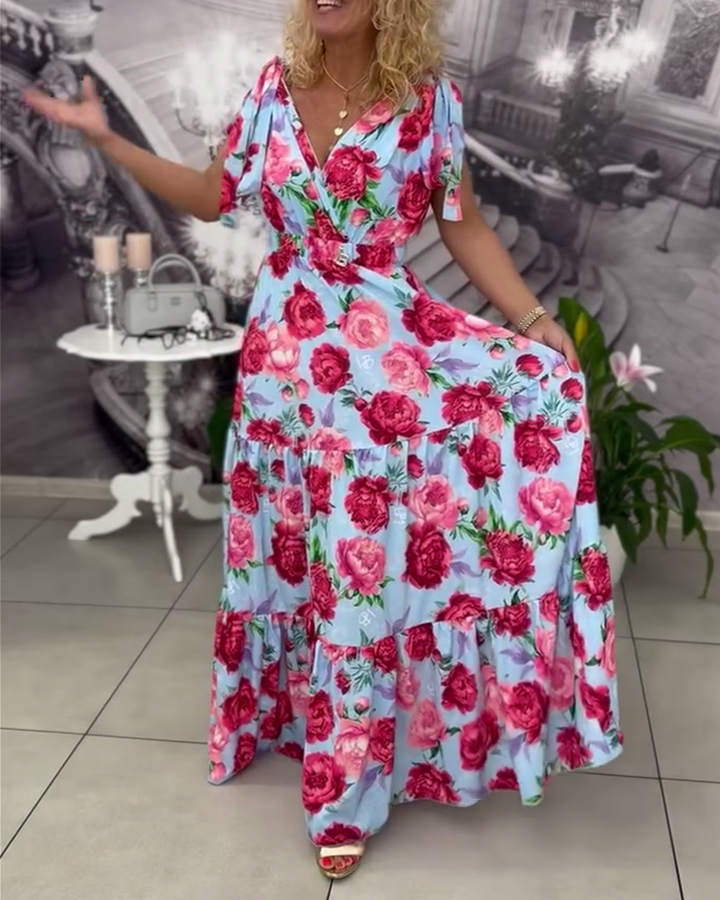Sexy V-Neck Printed Dress
