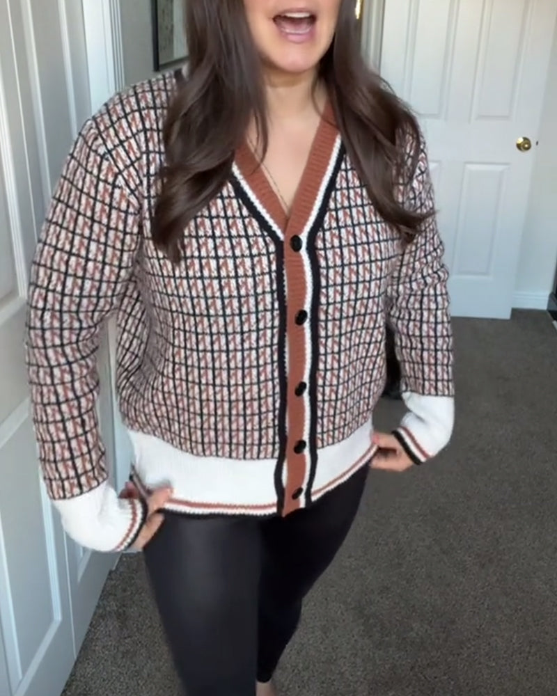 Casual Plaid Long Sleeve Cardigan