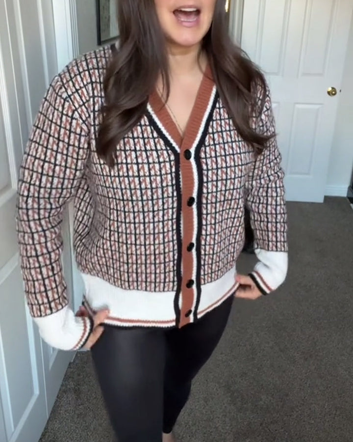 Casual Plaid Long Sleeve Cardigan