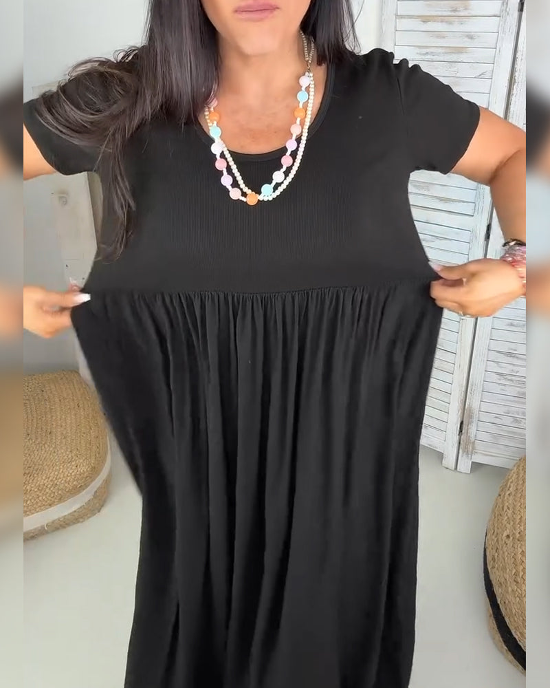 Elegant Solid Color A-Line Dress