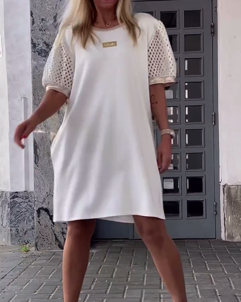 Round Neck Hollow Straight Dress