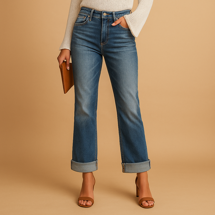 Asymmetric Waist Denim Jeans
