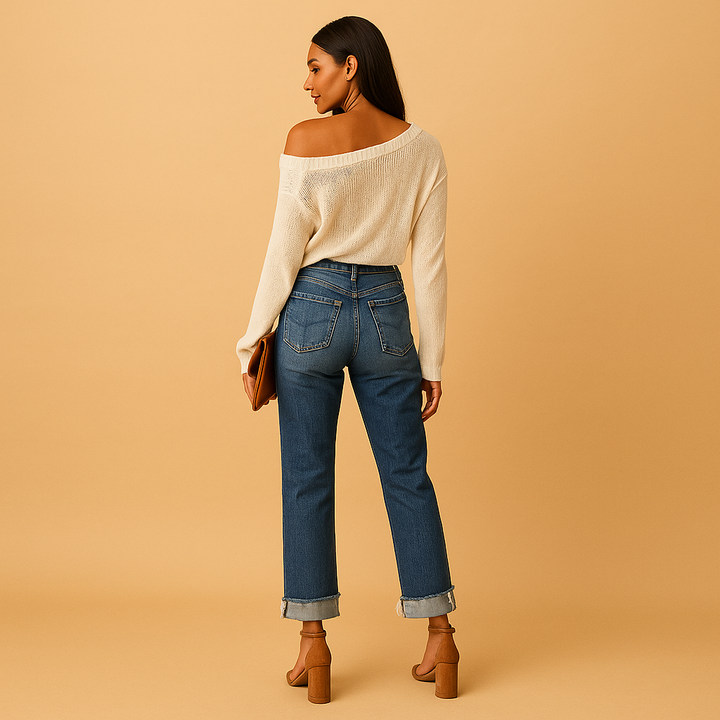 Asymmetric Waist Denim Jeans