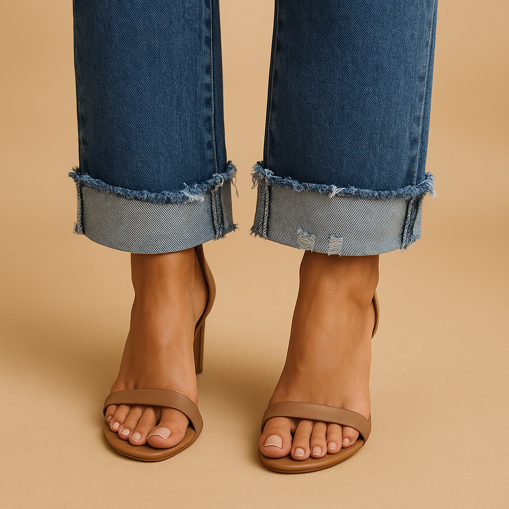 Asymmetric Waist Denim Jeans