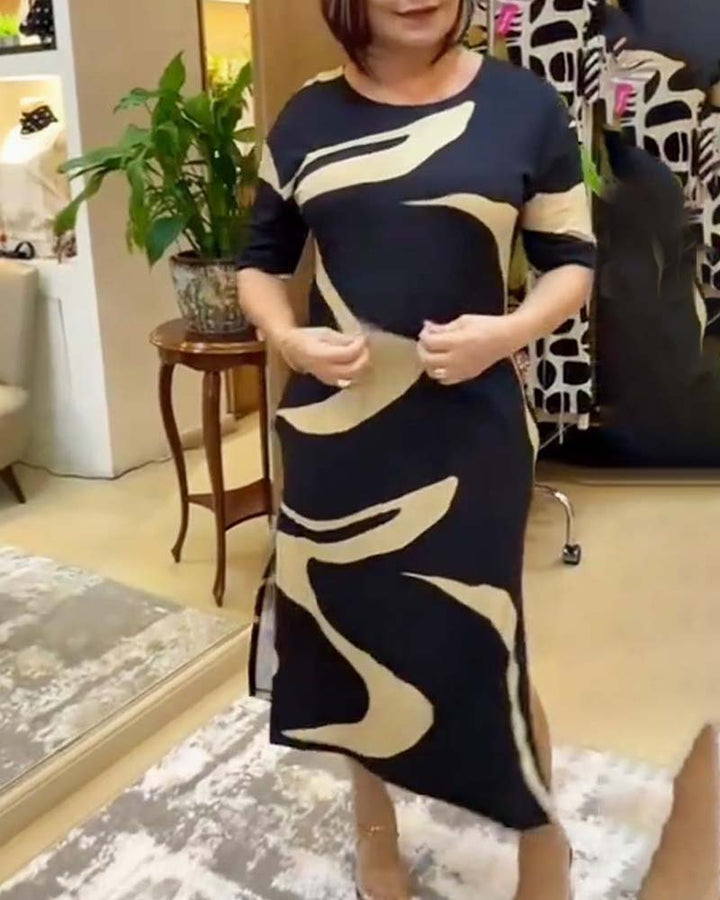 Casual print slit dress